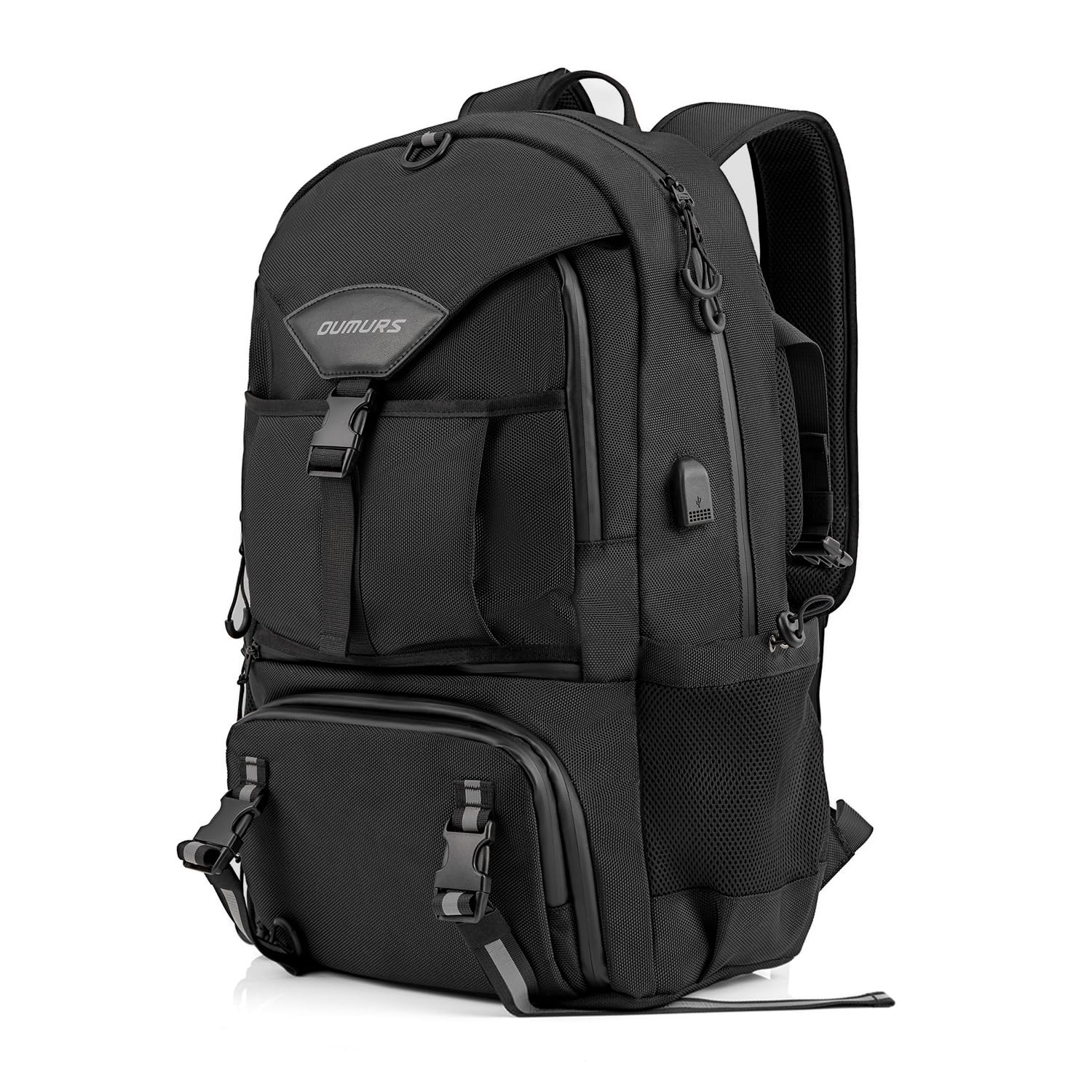 Oumurs backpack worn by commuter showing hands-free transport and convenience