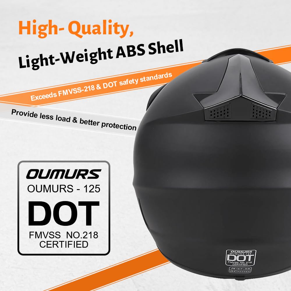 Oumurs helmet next to ruler displaying available adult size scale