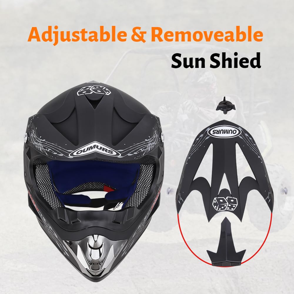 Oumurs visor and double D ring chin strap detail ensuring secure fit