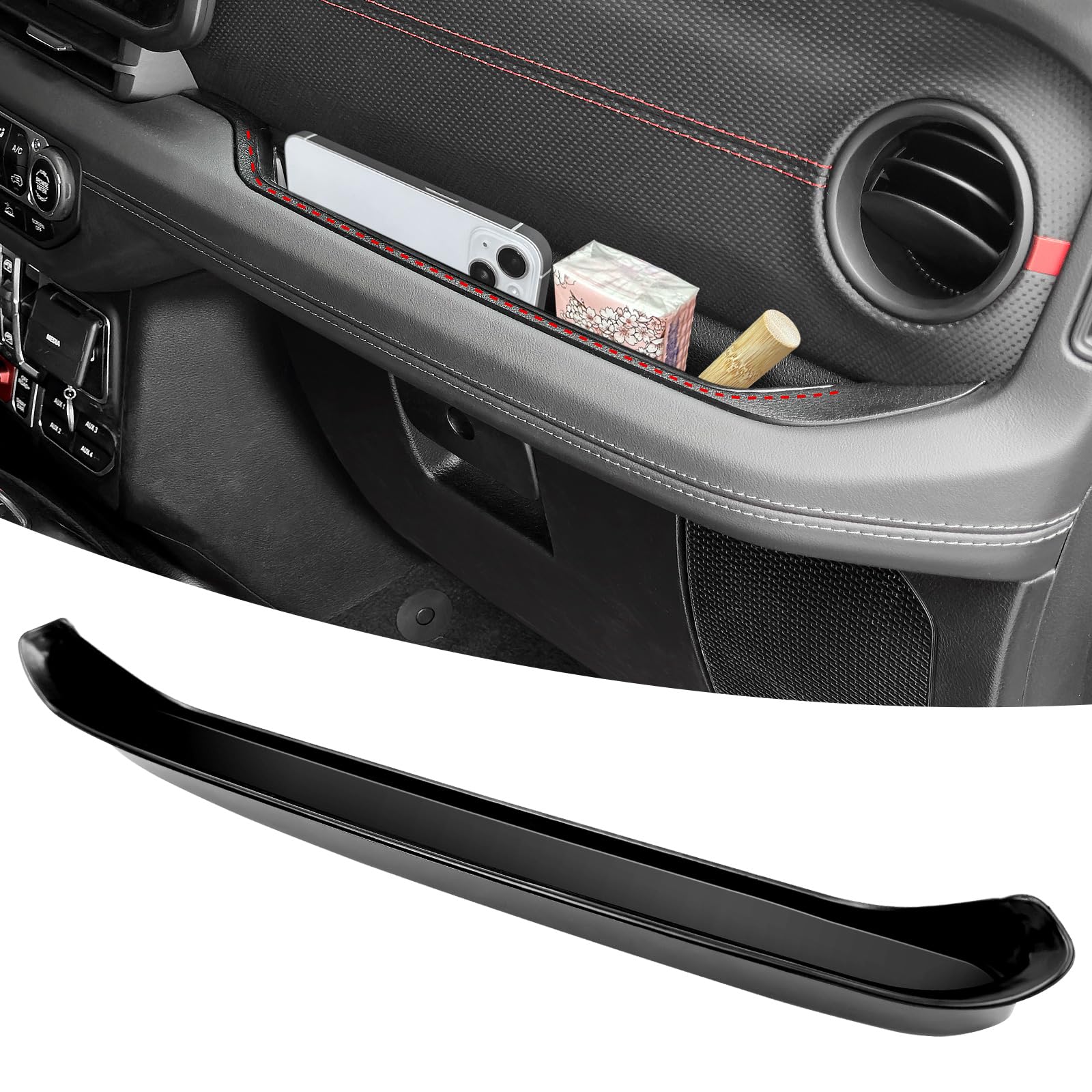 OUSUWO front view of grab tray showing clean fit and secure storage benefit