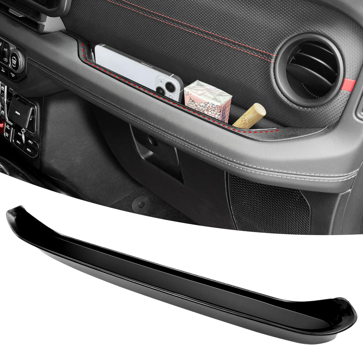 OUSUWO front view of grab tray showing clean fit and secure storage benefit
