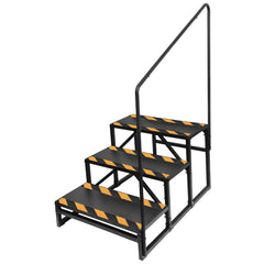 OUTPRIZE front view of three-step RV stair showing stability and wide treads