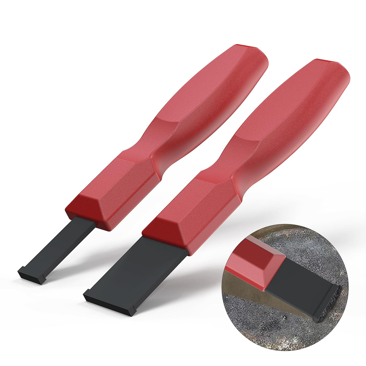 OUXIO front view of two-piece carbide scraper set showing blades and handles for durable removal