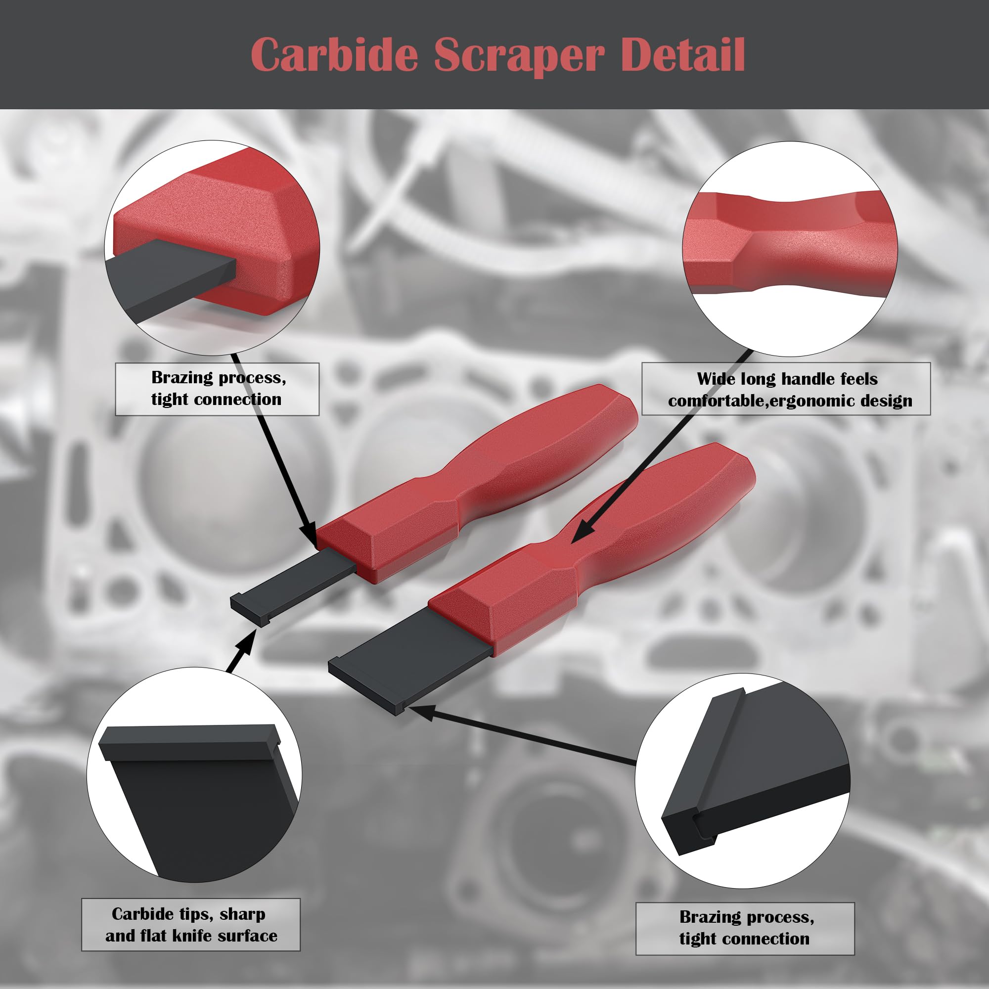 OUXIO scraper held in hand demonstrating compact size and improved control benefit