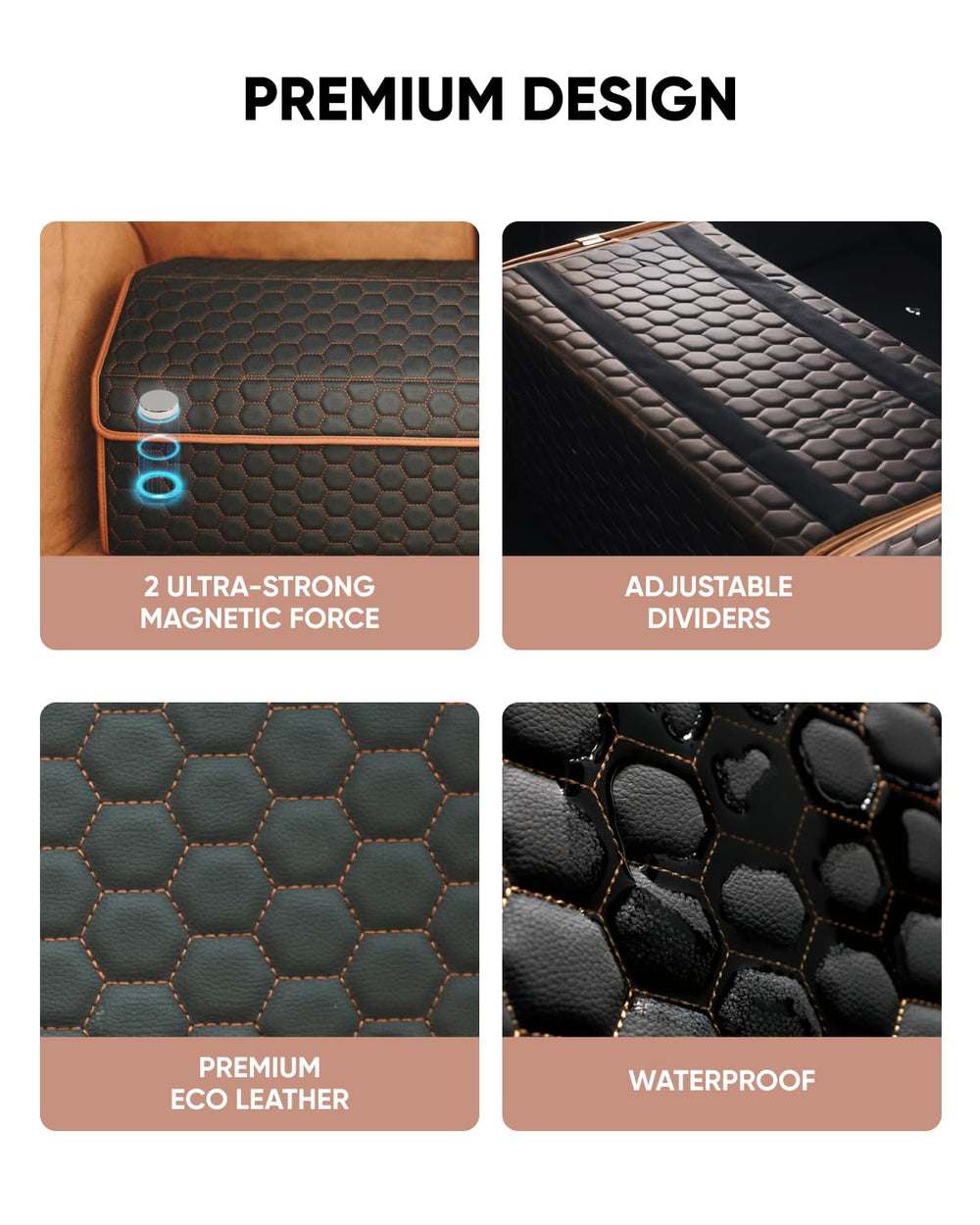 Owleys Hexy non-slip base with grip feet preventing sliding in trunk