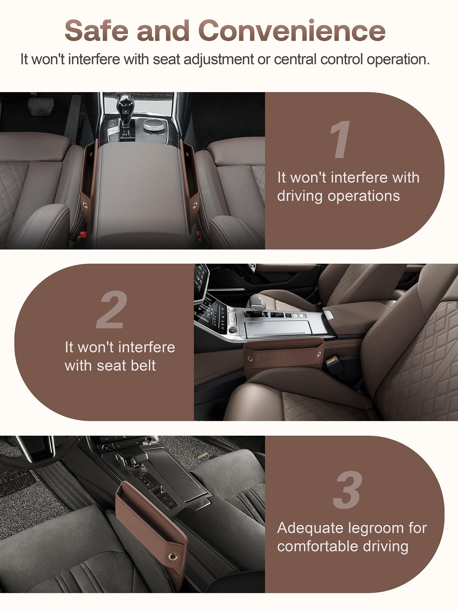 Owntow lifestyle shot in car interior showing polished look and clutter-free cabin benefit