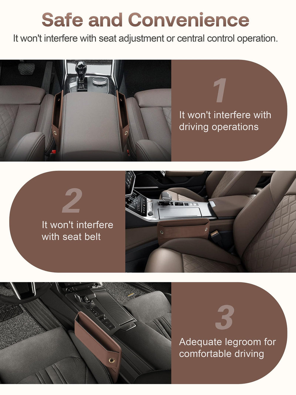 Owntow lifestyle shot in car interior showing polished look and clutter-free cabin benefit