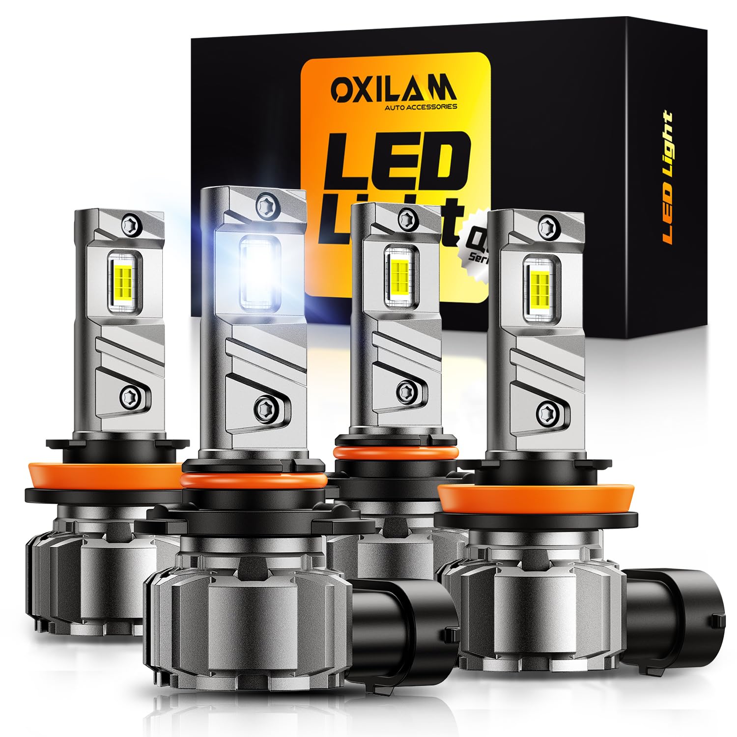 OXILAM front packaging showing four bulbs and pack benefits