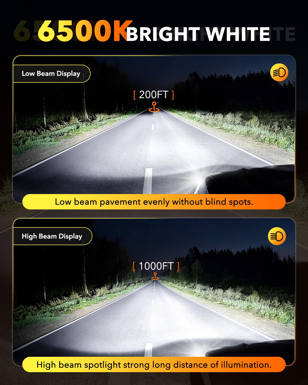 OXILAM bulb installed in headlight housing, improved night visibility benefit