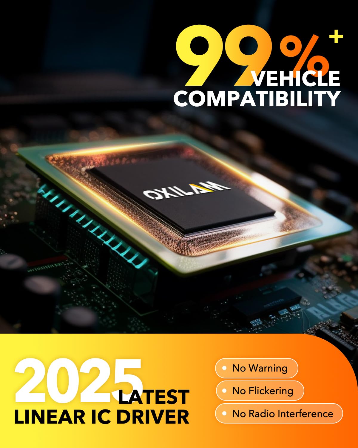OXILAM night road beam showing crisp cut-off and improved visibility for safer driving