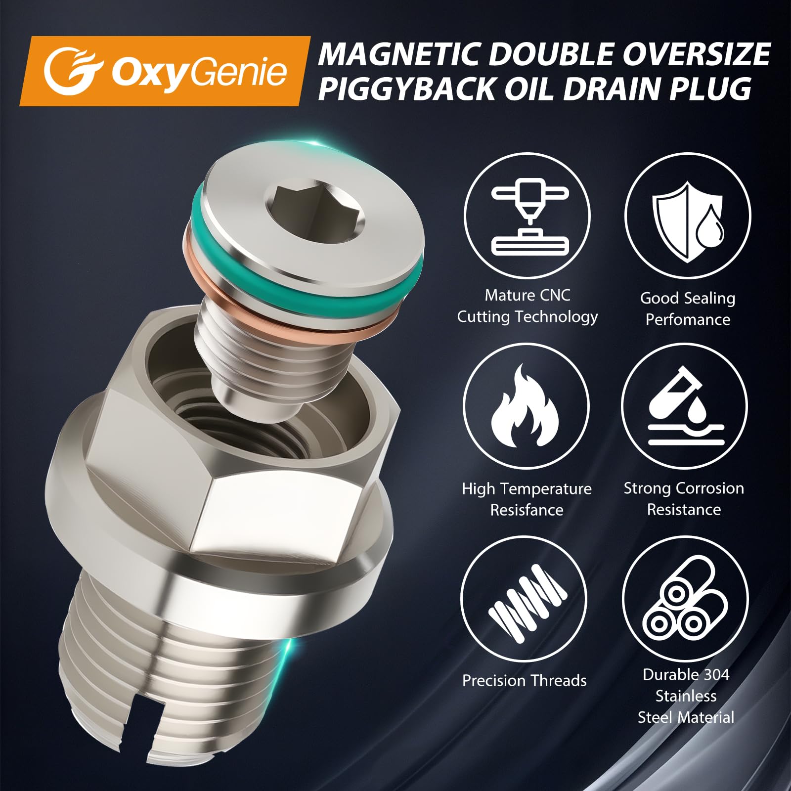OxyGenie installed in oil pan with hand for scale, demonstrates fit and practical use