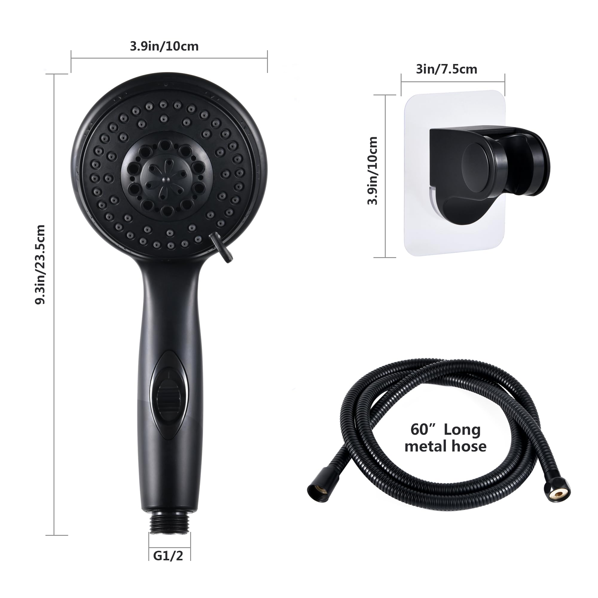 OYMOV packaged kit with head, hose, bracket and washers for easy complete setup