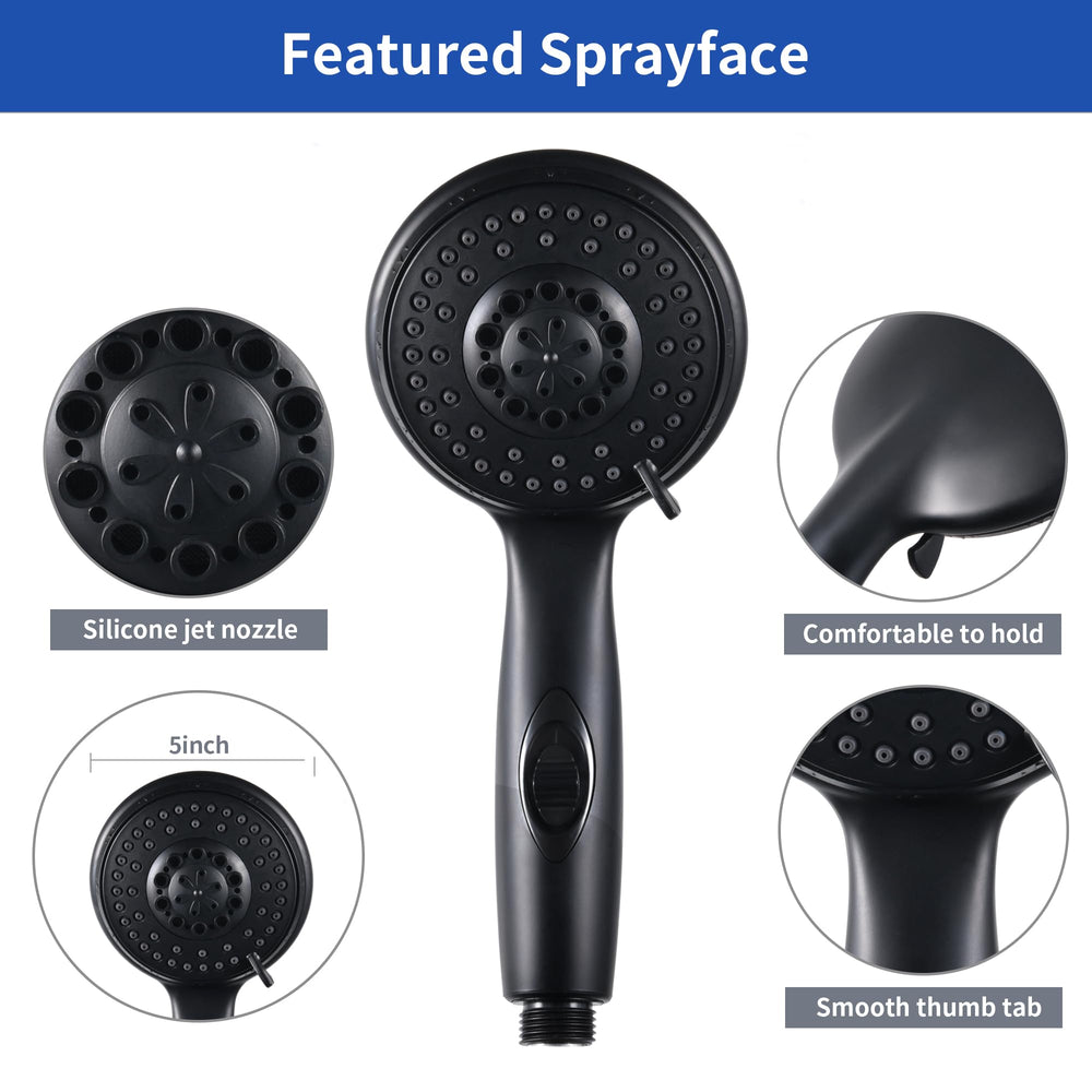 OYMOV handheld shower mounted in an RV bathroom demonstrating space-saving benefit