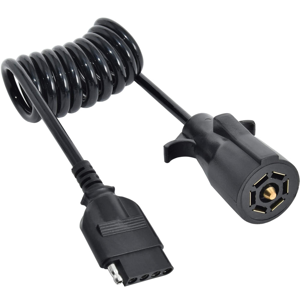 Oyviny front view of 7-to-5 adapter showing connectors and compact design for easy towing