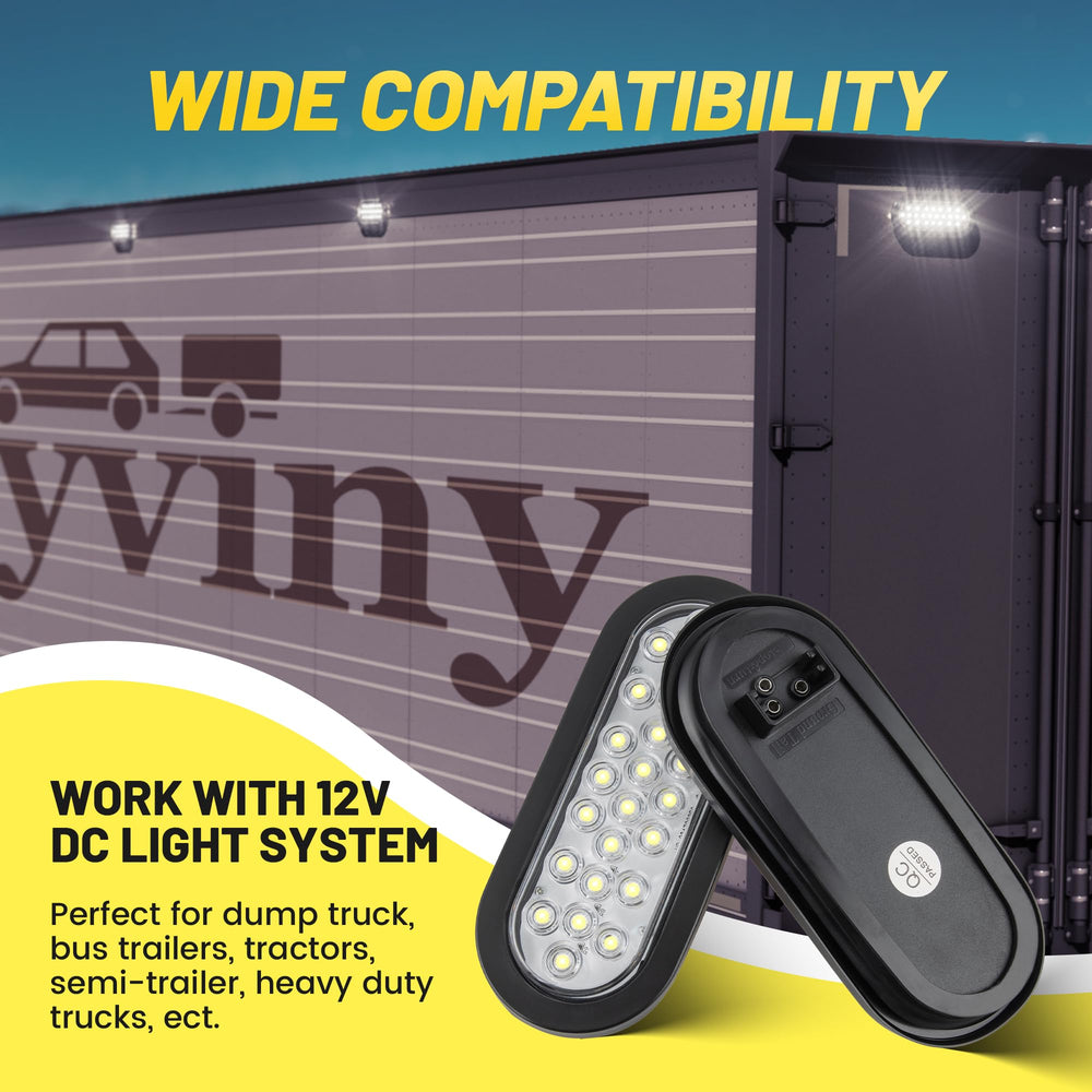 Oyviny box with two lights and grommets indicating what’s included in the pack