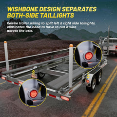 Oyviny Y-harness wishbone split illustrating simultaneous left and right taillight feed