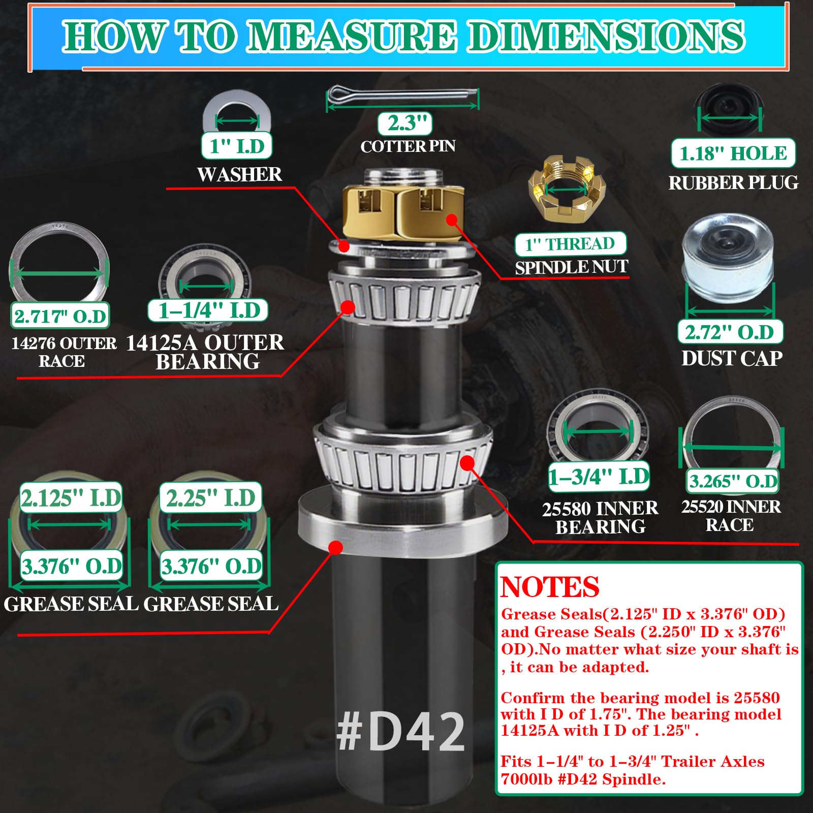 OZISENS grease seals in two inner-diameter sizes showing correct fit options