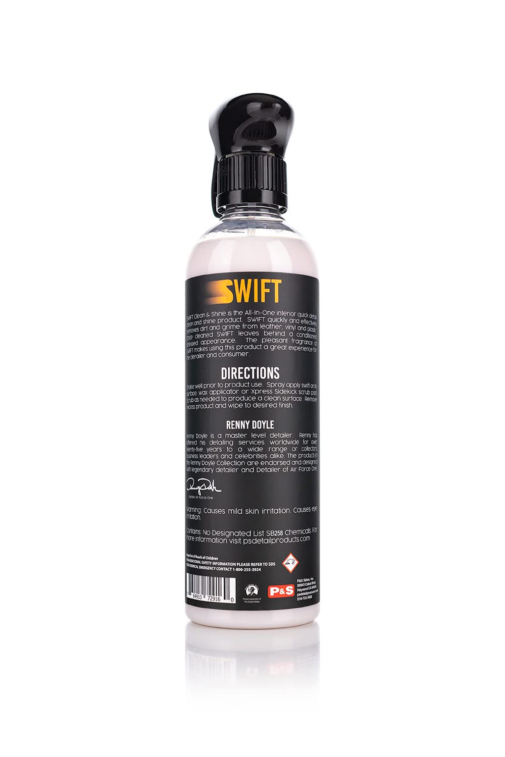 P & S Swift Clean & Shine being sprayed, demonstrating easy application