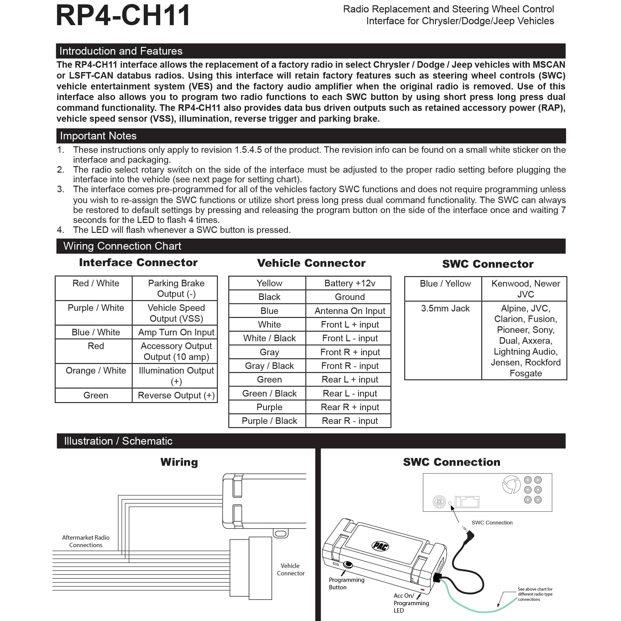 PAC interface connected to aftermarket head unit preserving controls and amp