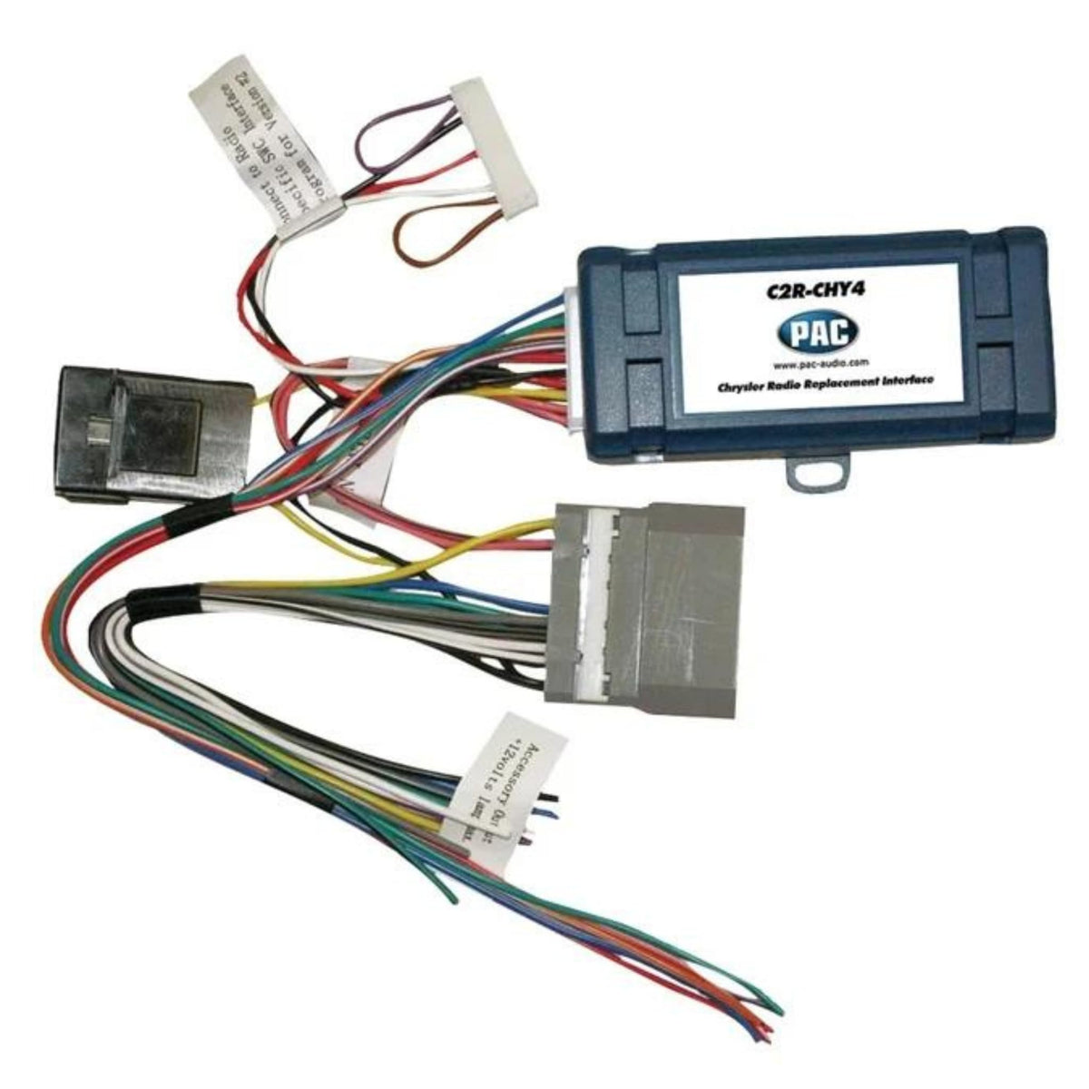 PAC front view of interface harness showing connectors and fit, ensures retained chimes