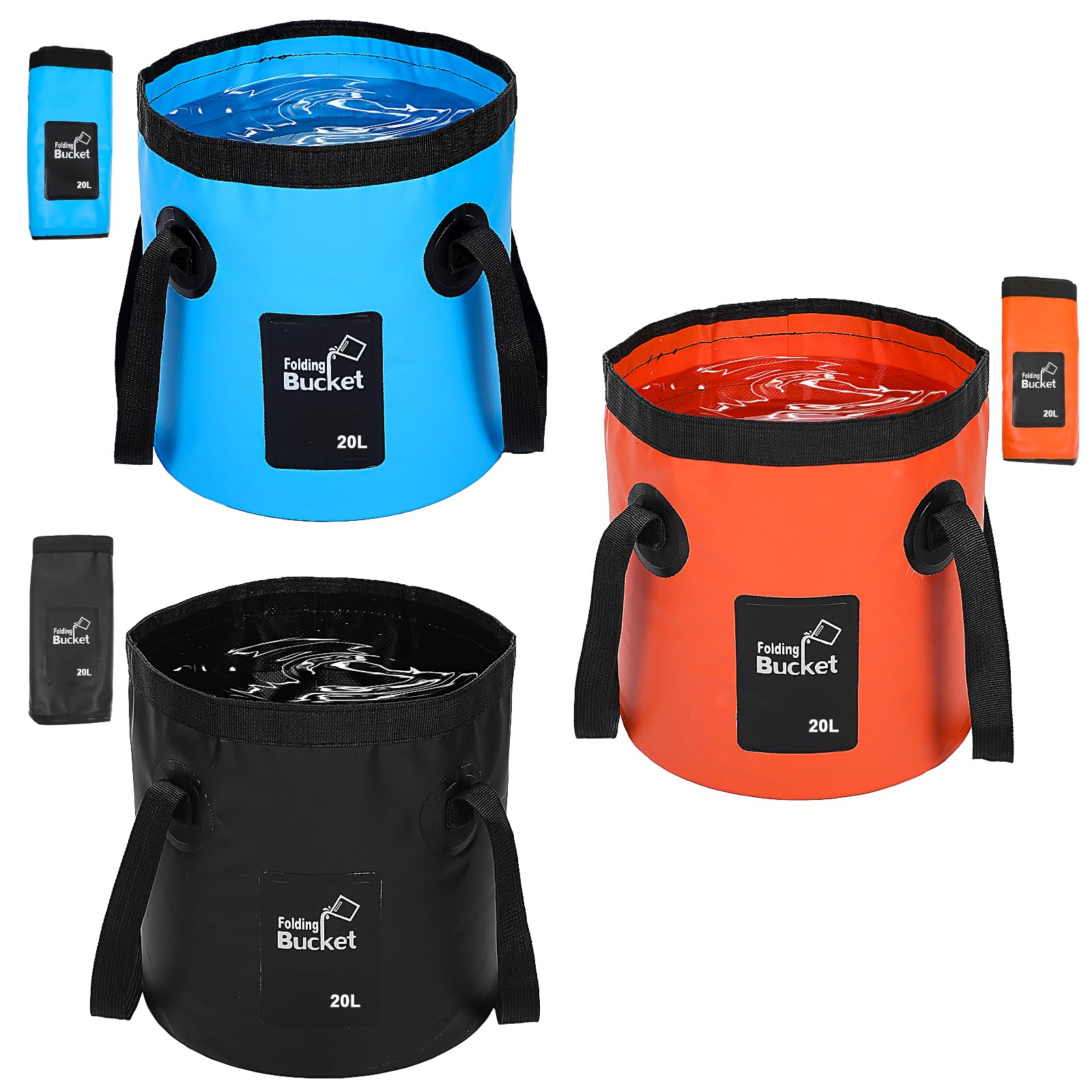 Pafeooui three-bucket set front view showing colors and compact design for quick identification
