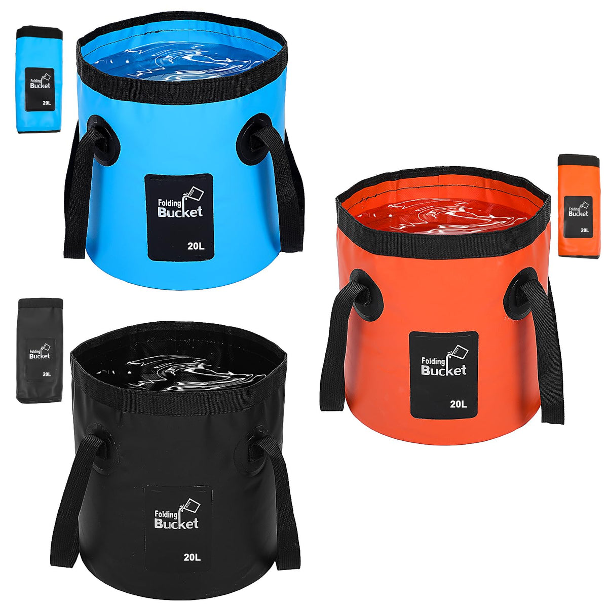 Pafeooui three-bucket set front view showing colors and compact design for quick identification