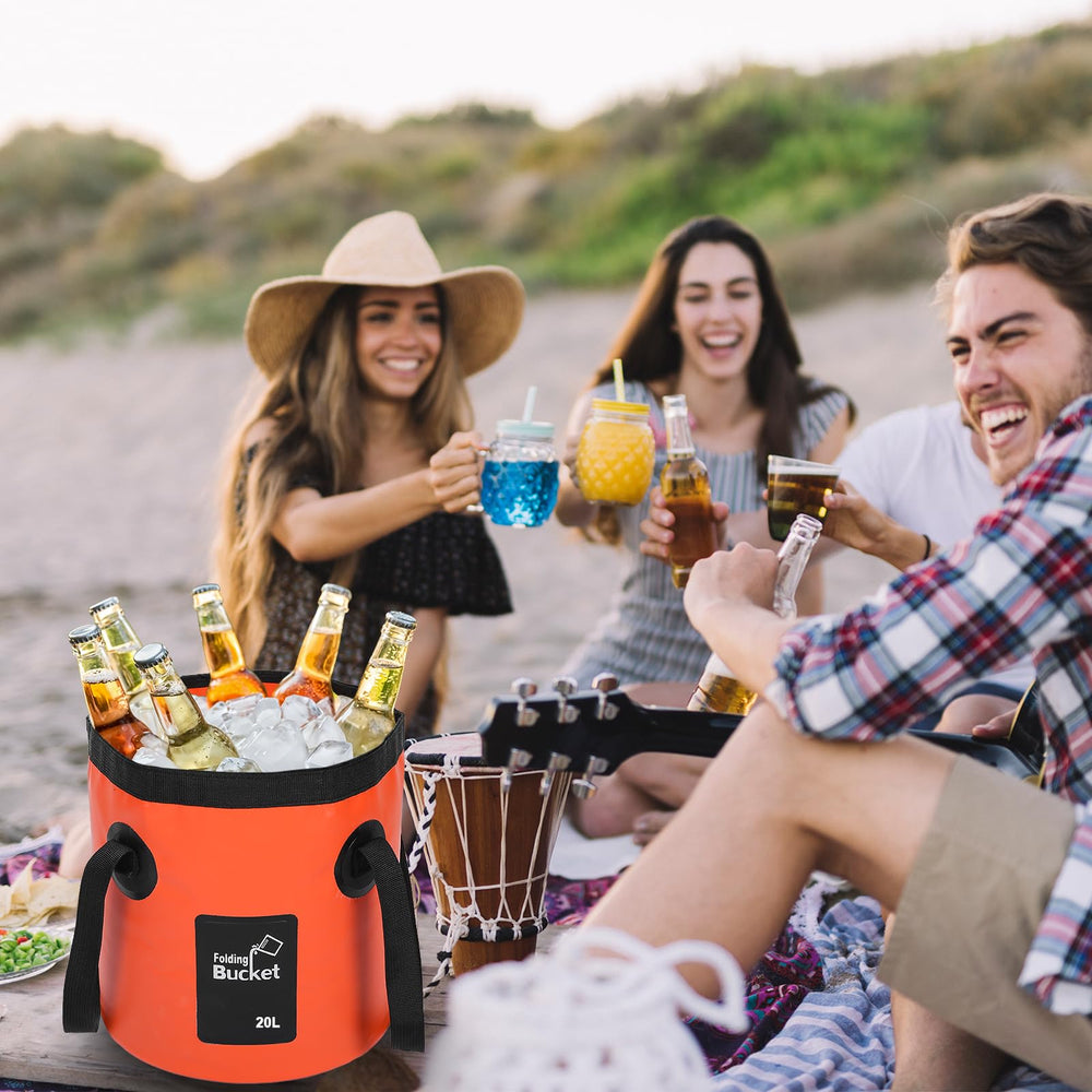 Pafeooui bucket in camping use washing dishes illustrating practical outdoor utility