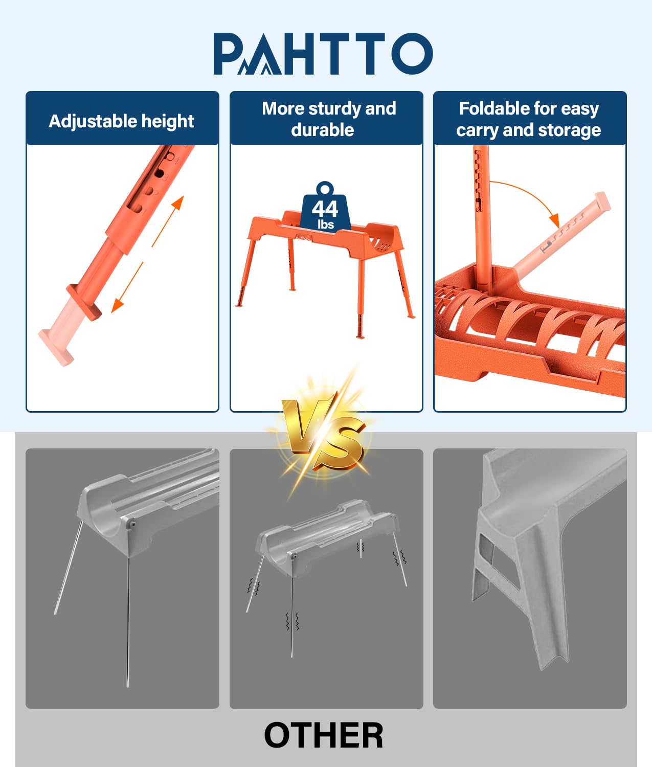 PAHTTO twist-lock height adjustment visible for quick slope changes
