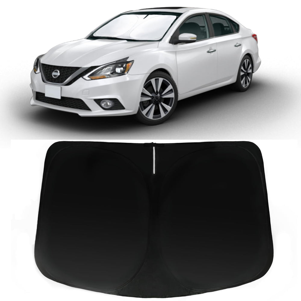 PAIMOHO front view installed in Nissan Sentra showing full windshield coverage and protection