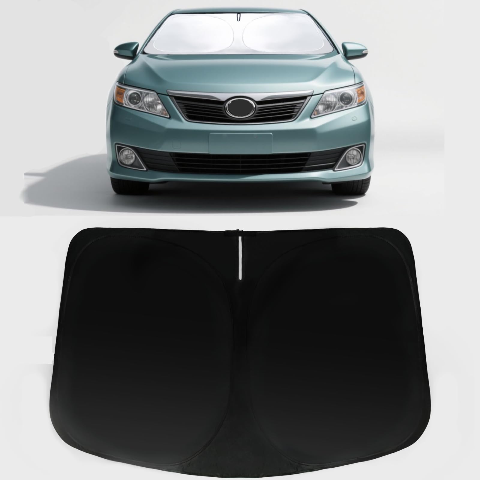PAIMOHO front view packaged sun shade showing clean fit and easy install benefits