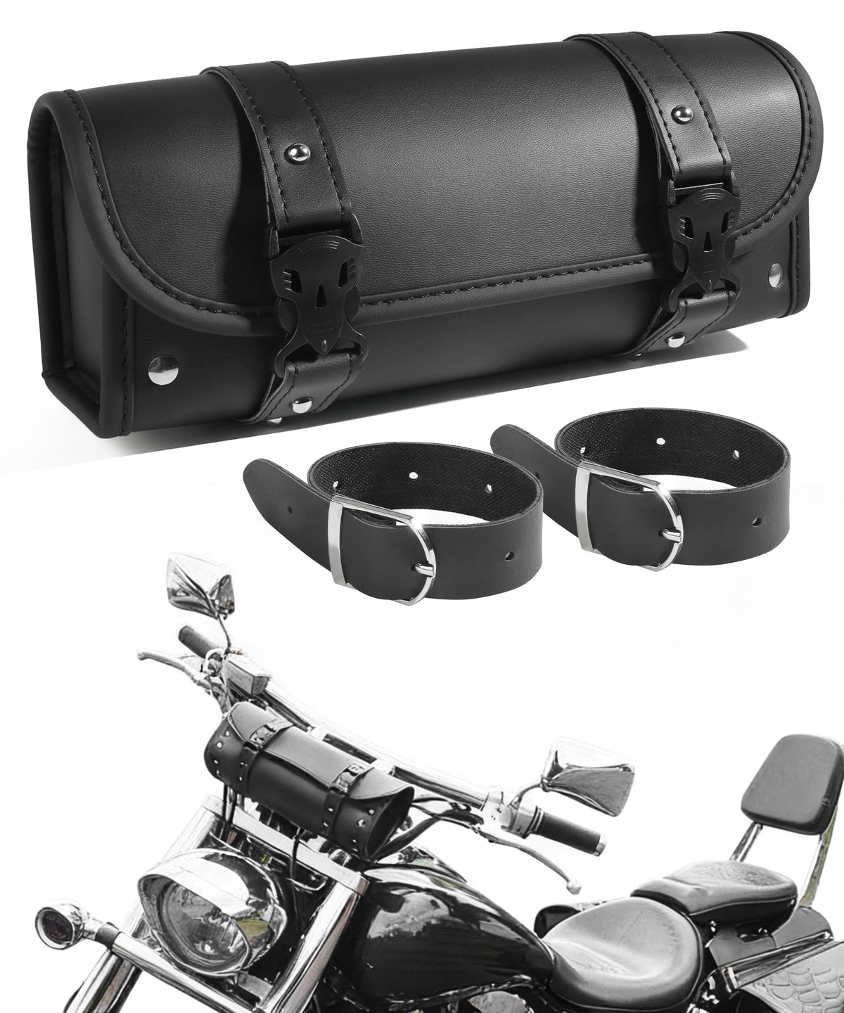 PAIYUE front view of handlebar bag showing secure closure and capacity