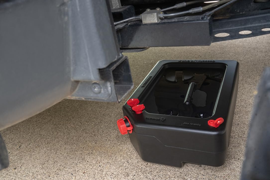 PAK drain pan beside ruler for scale showing compact storage and 10-quart capacity