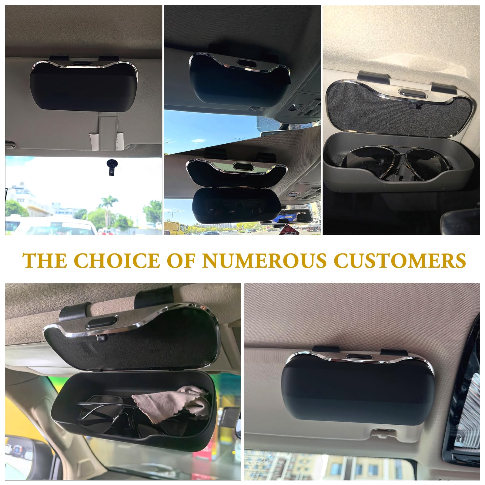 Pakanana installed on car visor in a lifestyle shot minimizing dashboard clutter and improving organization