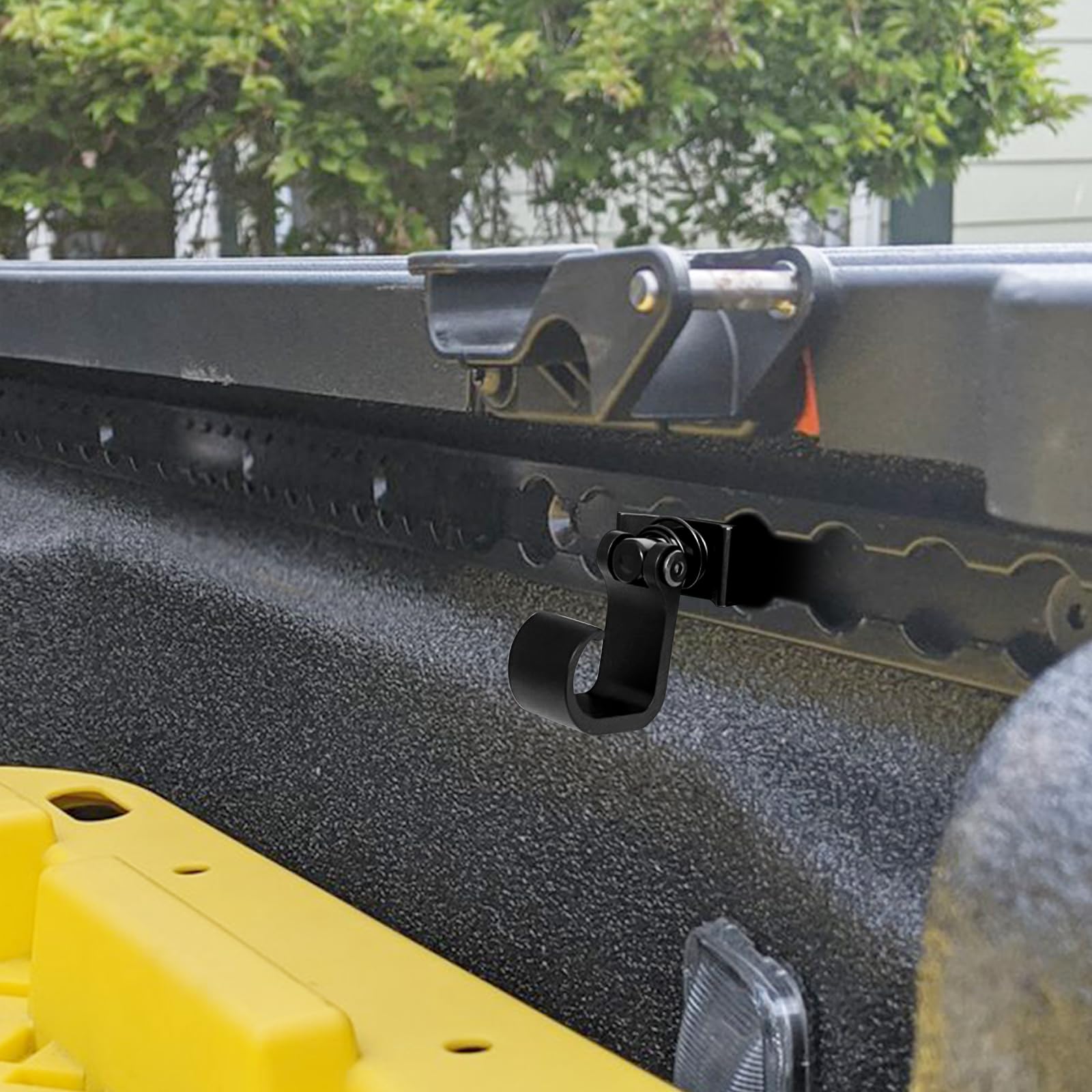PALOZO hooks in work truck illustrating cleared floor space and accessible gear