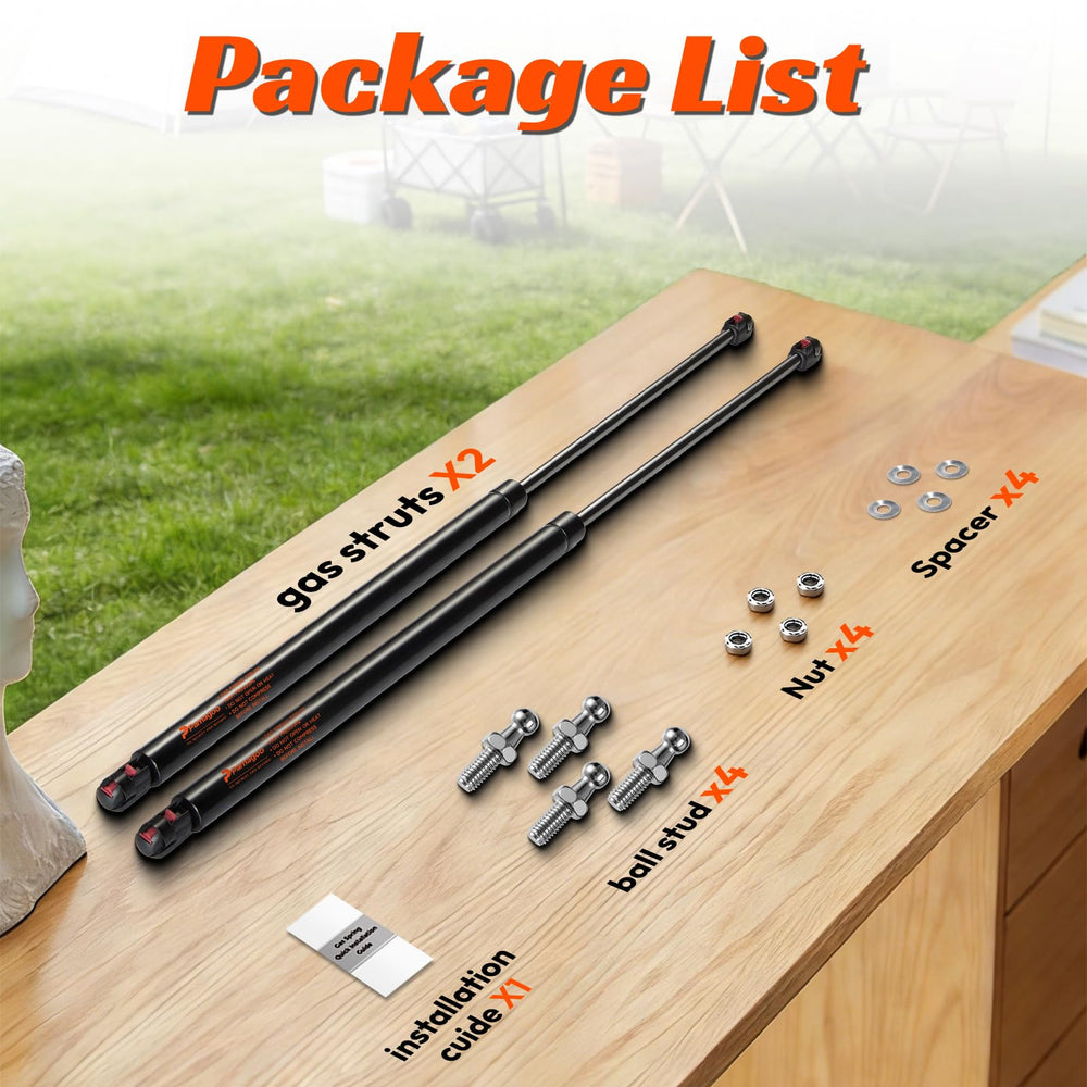 PAMAGOO compressed and extended struts side-by-side showing actual lengths