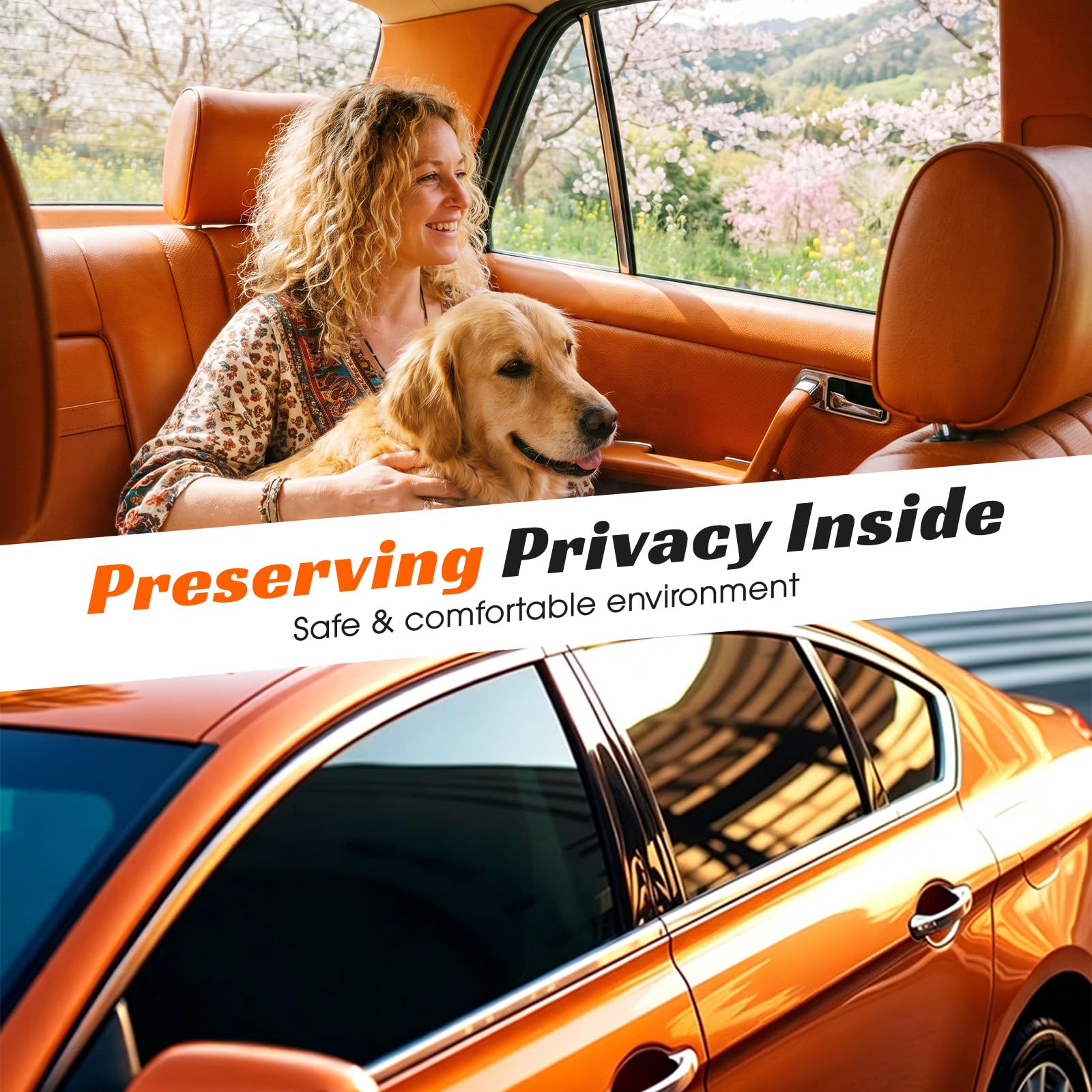 PAMAGOO installed in car side window reducing glare and heat