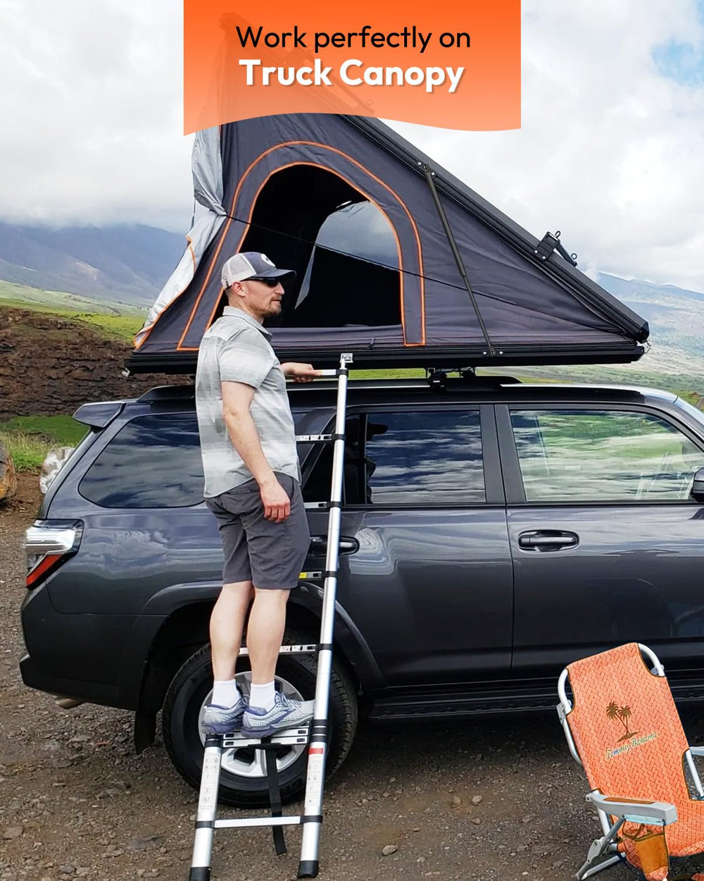 PAMAGOO shocks installed on a truck cap lid providing steady lift and safer access