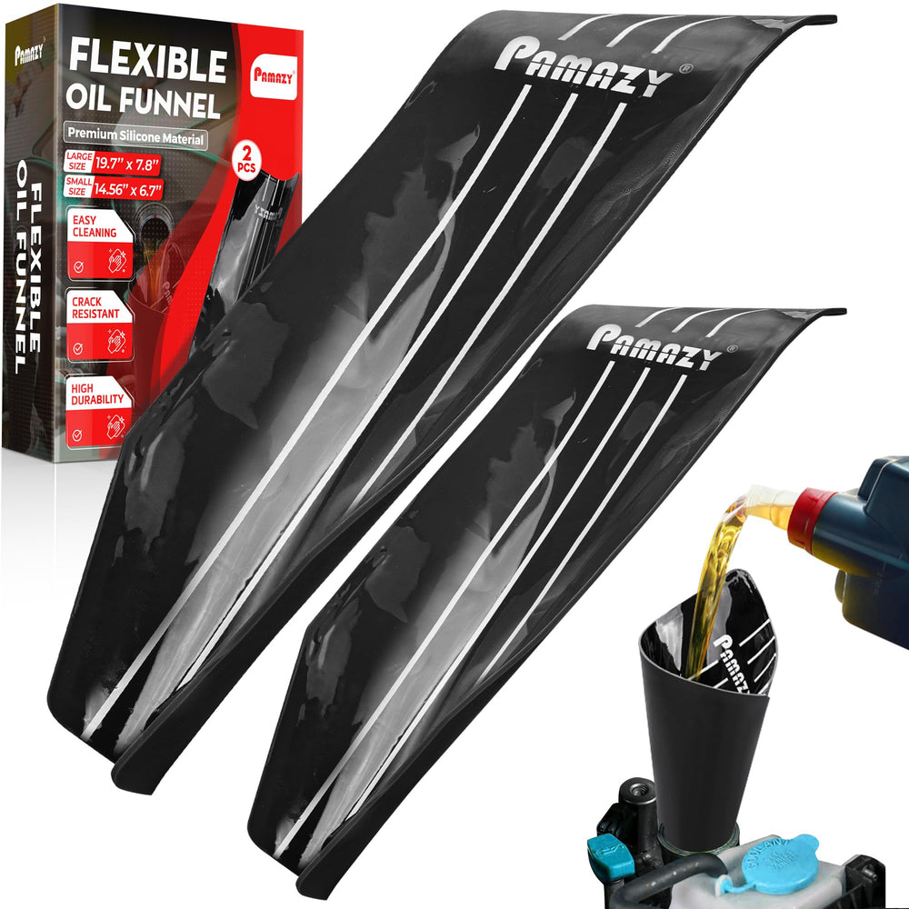 PAMAZY front view of both silicone funnels showing size variety and spill control