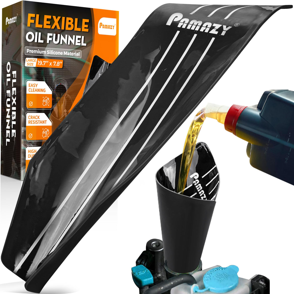 PAMAZY large funnel front view showing wide mouth and stability benefit