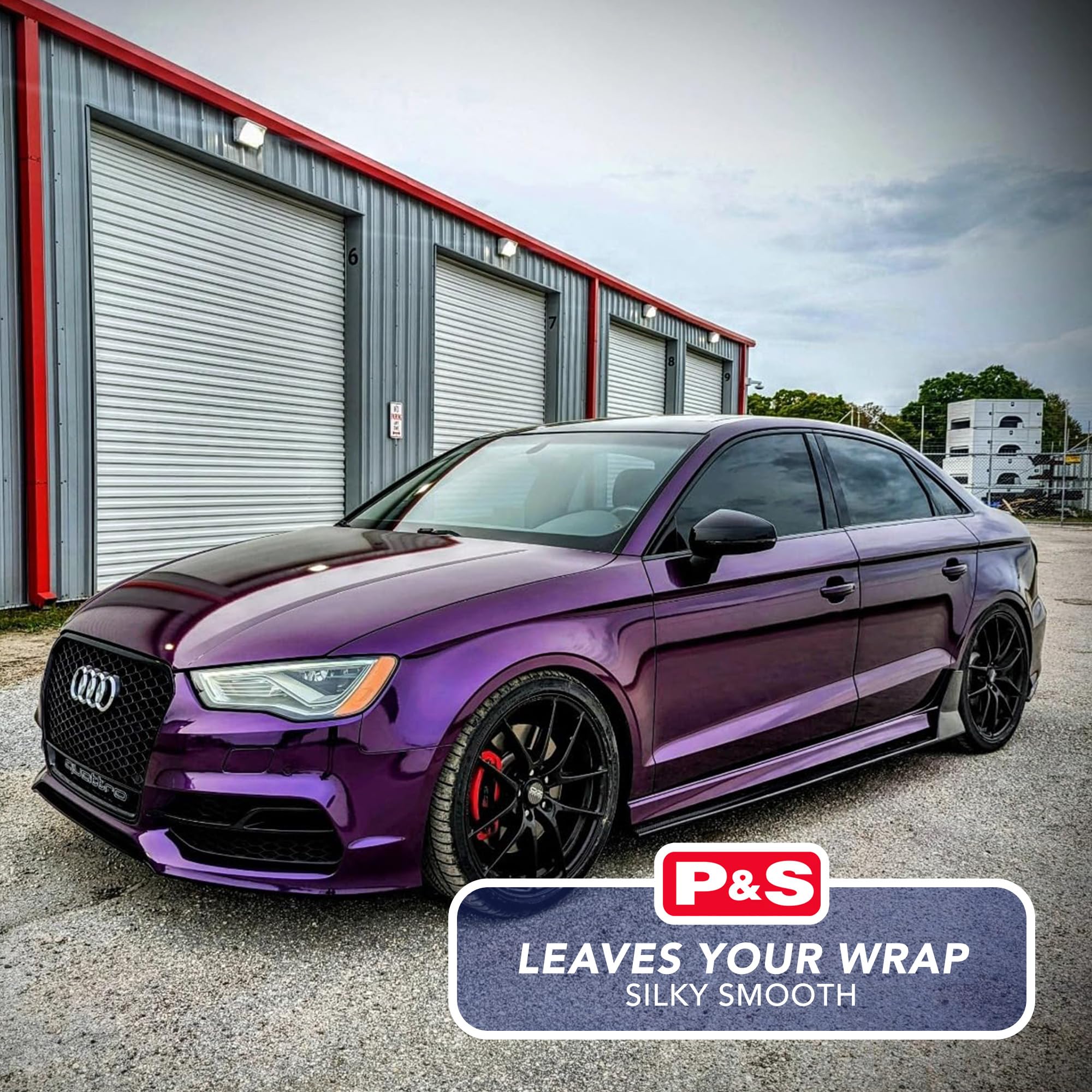 P & S PROFESSIONAL DETAIL PRODUCTS Triple S on finished vehicle wrap showcasing enhanced shine