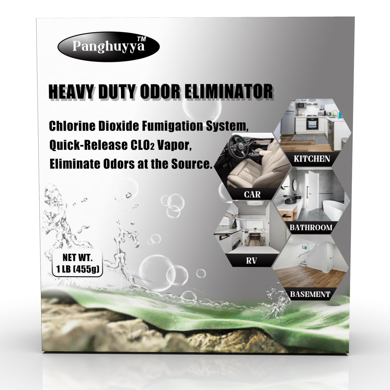 Panghuyya front packaging showing product and benefit of strong odor elimination