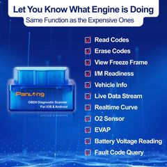 Panlong in-car usage showing smartphone link for instant engine data viewing