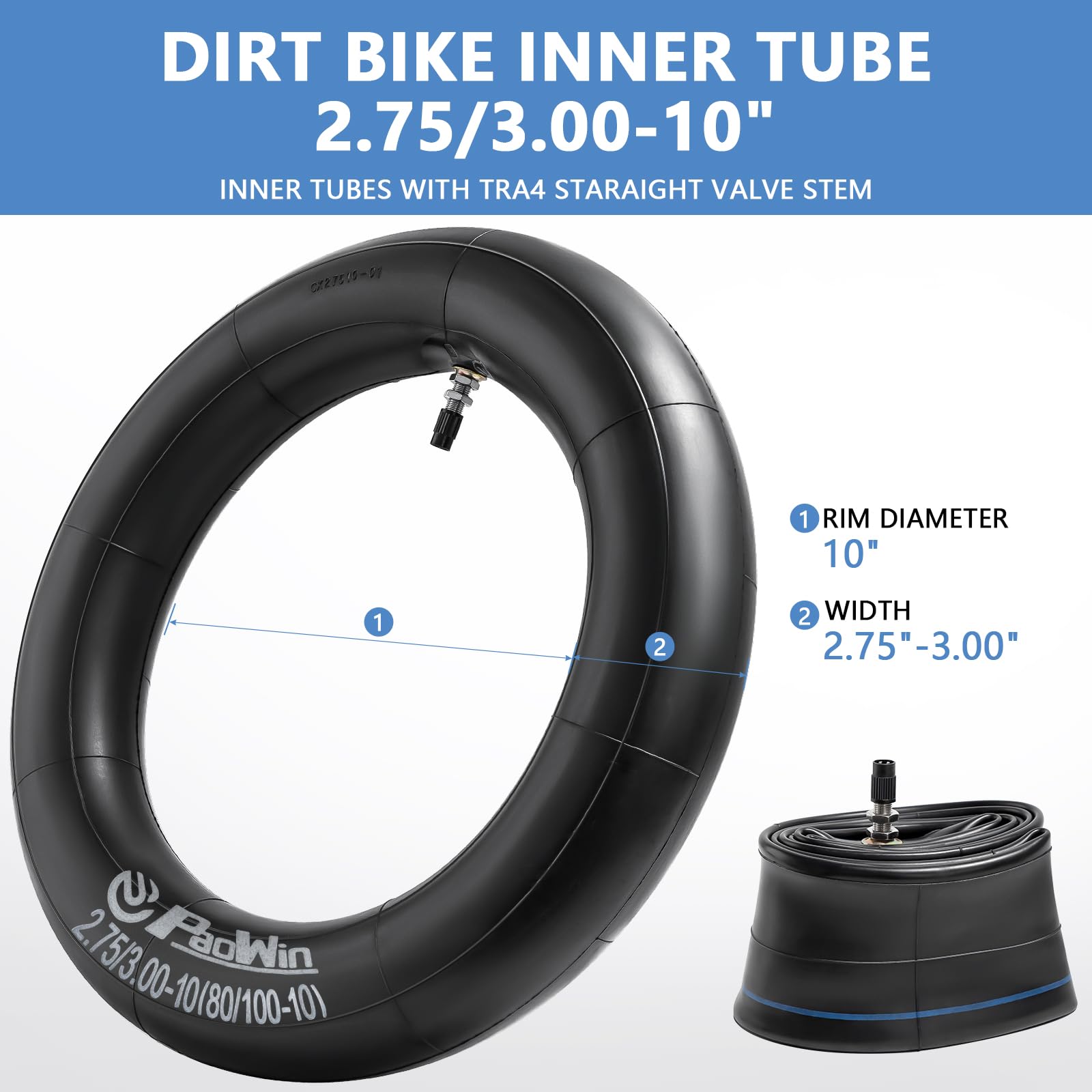 PaoWin installed tube in mini dirt bike tire showing correct fit and ride readiness