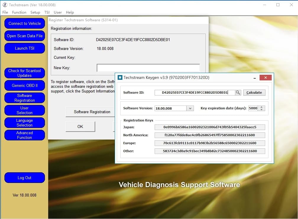 PARANNIC connected to PC showing Techstream software screen and clear readouts