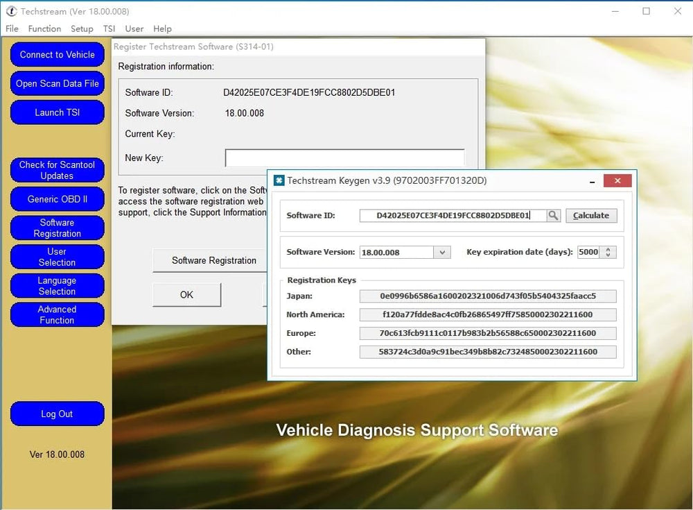 PARANNIC connected to PC showing Techstream software screen and clear readouts