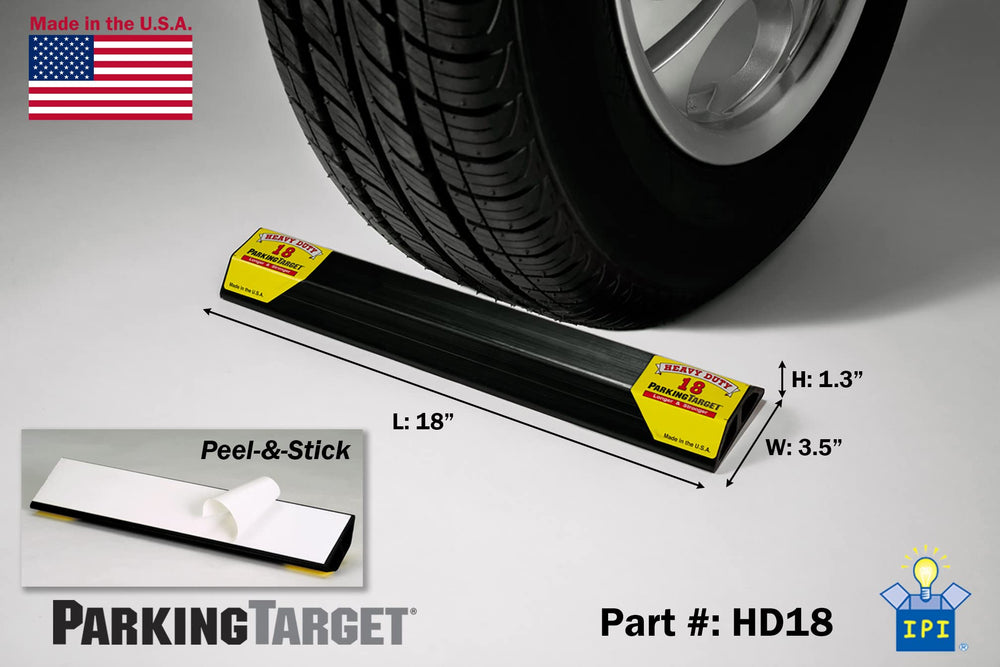 PARKING TARGET installed on garage floor demonstrating consistent stopping point