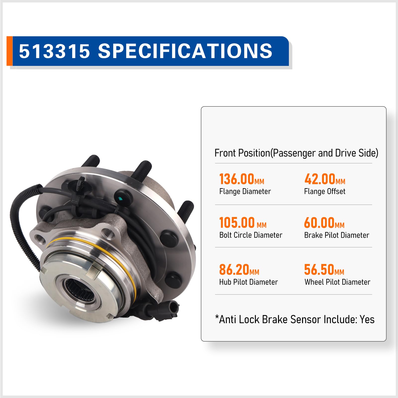 PAROD ABS tone ring detail visible on hub offering accurate wheel speed signals