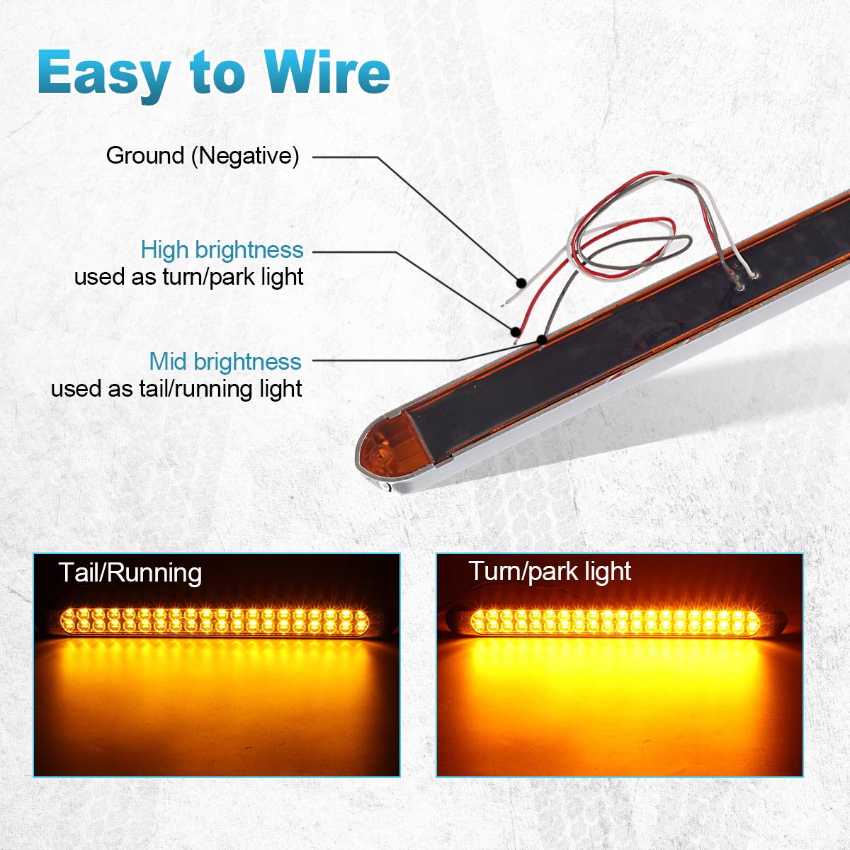 Partsam night activation on truck rear displaying bright amber signaling visibility