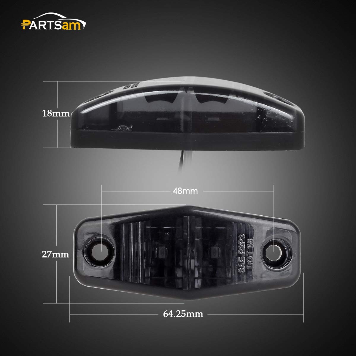 Partsam amber and red lights illuminated at night improving visibility and safety