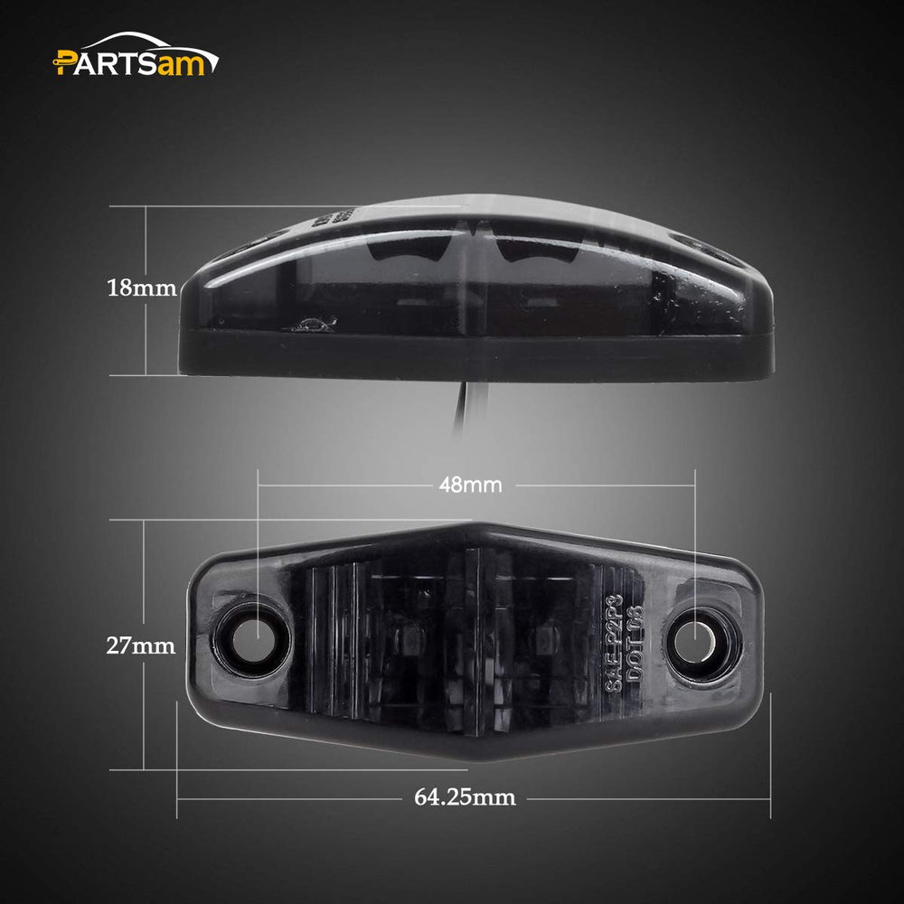 Partsam amber and red lights illuminated at night improving visibility and safety